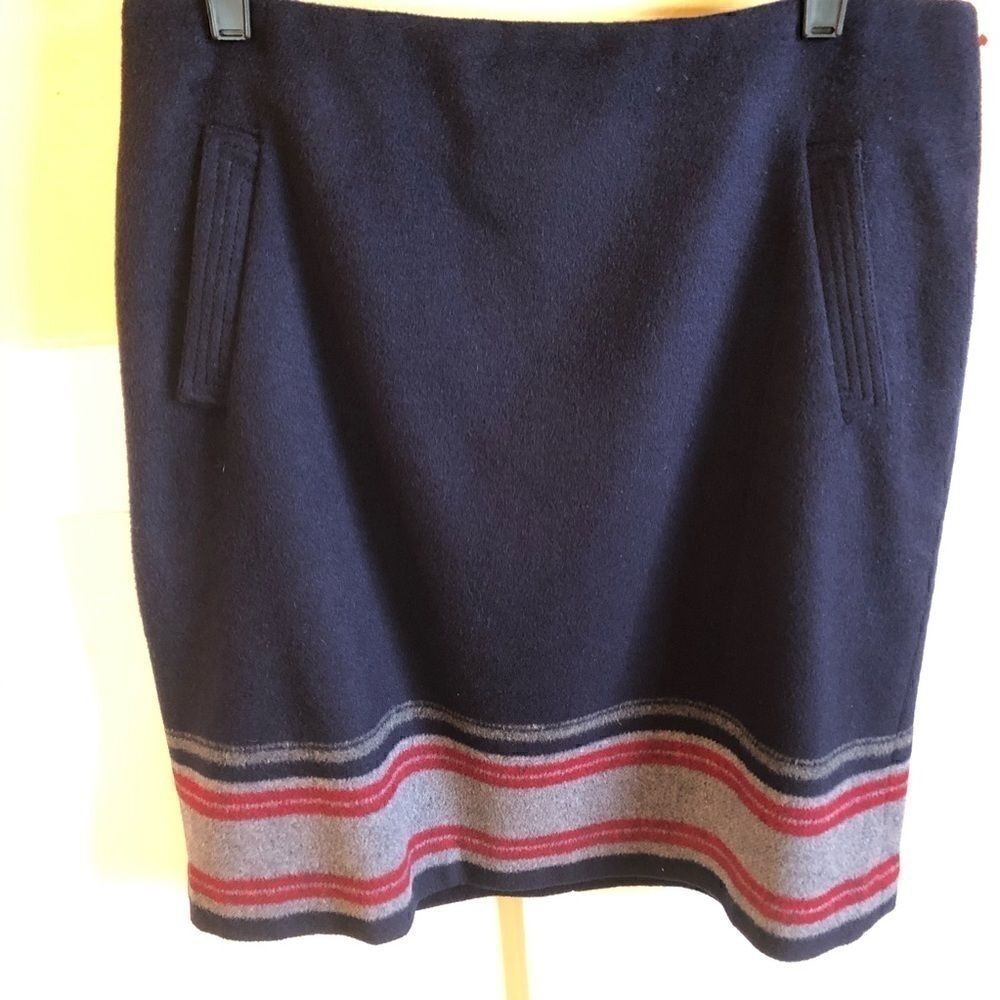 Talbots Sz 10 wool blanket skirt southwestern zip